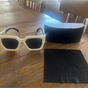 Prada White and Black Sunglasses
